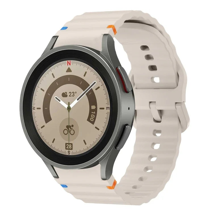 Wave Pattern Stitched Silicone Watch Band, For Samsung Galaxy Watch 5 Pro, For Samsung Galaxy Watch 4 40 / 44mm, For Samsung Galaxy Watch 4 Classic 42 / 46mm, For Samsung Galaxy Watch3 41mm