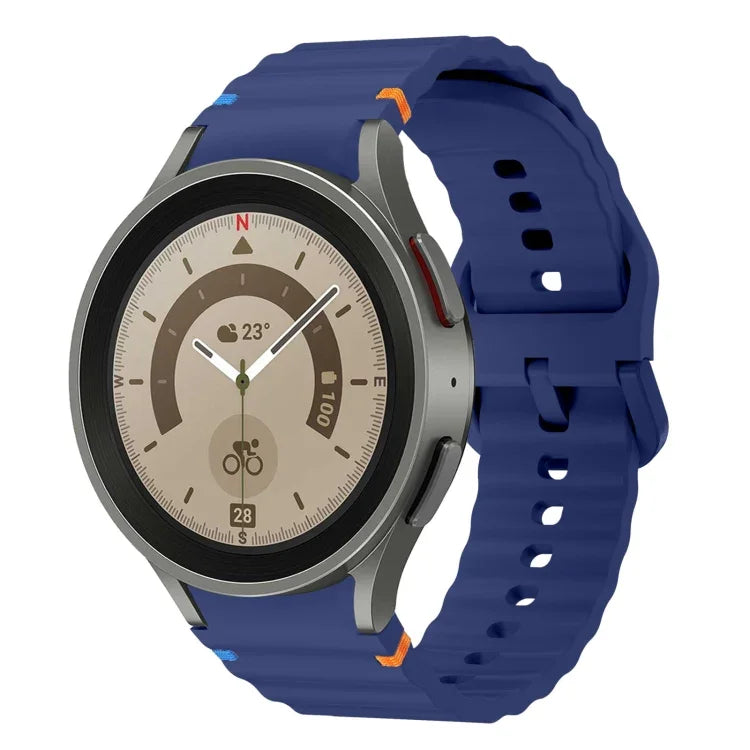 Wave Pattern Stitched Silicone Watch Band, For Samsung Galaxy Watch 5 Pro, For Samsung Galaxy Watch 4 40 / 44mm, For Samsung Galaxy Watch 4 Classic 42 / 46mm, For Samsung Galaxy Watch3 41mm