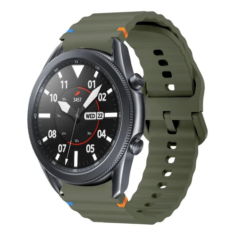 Wave Pattern Stitched Silicone Watch Band, For Samsung Galaxy Watch 5 Pro, For Samsung Galaxy Watch 4 40 / 44mm, For Samsung Galaxy Watch 4 Classic 42 / 46mm, For Samsung Galaxy Watch3 41mm