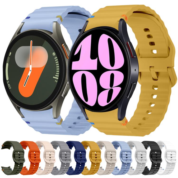 Wave Pattern Stitched Silicone Watch Band, For Samsung Galaxy Watch 7 40 / 44mm, For Samsung Galaxy Watch 6 Classic, For Samsung Galaxy Watch 6 40 / 44mm, For Samsung Galaxy Watch 5 40 / 44mm