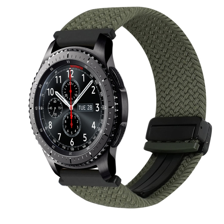 22mm Magnetic Buckle Braided Watch Band, For Samsung Galaxy Gear S3 Frontier, For Samsung Galaxy Watch 3 45mm