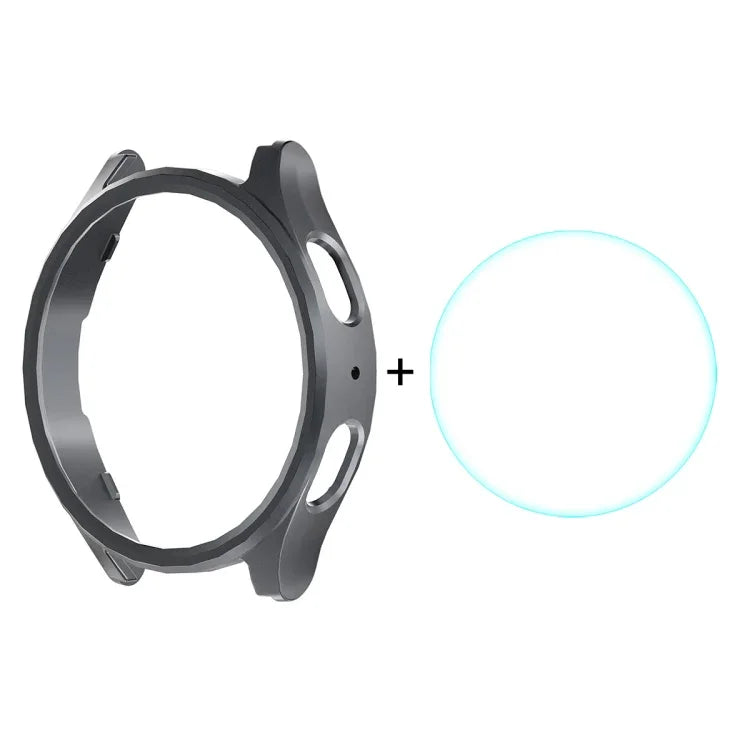 ENKAY Hat-Prince Electroplated Hard PC Case + 0.2mm 9H Glass Screen Protector, For Samsung Galaxy Watch7 44mm, For Samsung Galaxy Watch7 40mm