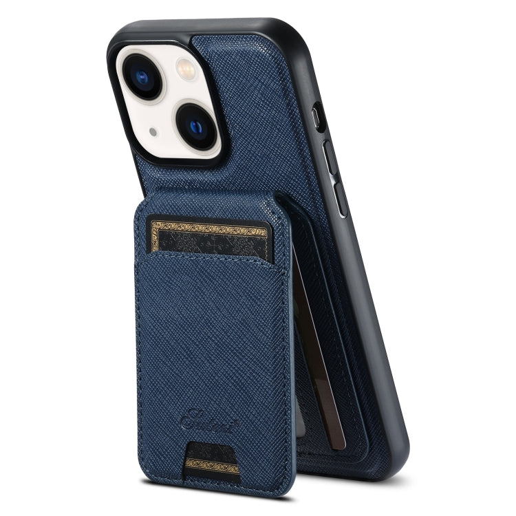 Suteni H18 Cross Grain MagSafe Wallet Leather Phone Case, For iPhone 13 Pro Max, For iPhone 13 Pro, For iPhone 13, For iPhone 12, For iPhone 12 Pro Max, For iPhone 12 Pro