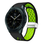 Two Color Magnetic Folding Silver Buckle Silicone Watch Band, For Samsung Galaxy Watch 3 41mm, For Samsung Galaxy Watch Active, For Samsung Galaxy Watch 42mm, For Samsung Gear S2 Classic