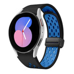 Two Color Magnetic Folding Black Buckle Silicone Watch Band, For Samsung Galaxy Watch 7 40 / 44mm, For Samsung Galaxy Watch 5 40 / 44mm, For Samsung Galaxy Watch 4 40 / 44mm, For Samsung Galaxy Watch 4 Classic 42 / 46mm