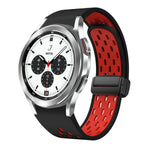 Two Color Magnetic Folding Black Buckle Silicone Watch Band, For Samsung Galaxy Watch 7 40 / 44mm, For Samsung Galaxy Watch 5 40 / 44mm, For Samsung Galaxy Watch 4 40 / 44mm, For Samsung Galaxy Watch 4 Classic 42 / 46mm