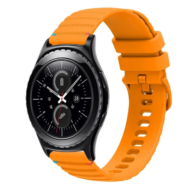 Wavy Dotted Stitched 20mm Silicone Watch Band, For Samsung Galaxy Watch 42mm, For Samsung Gear S2 Classic