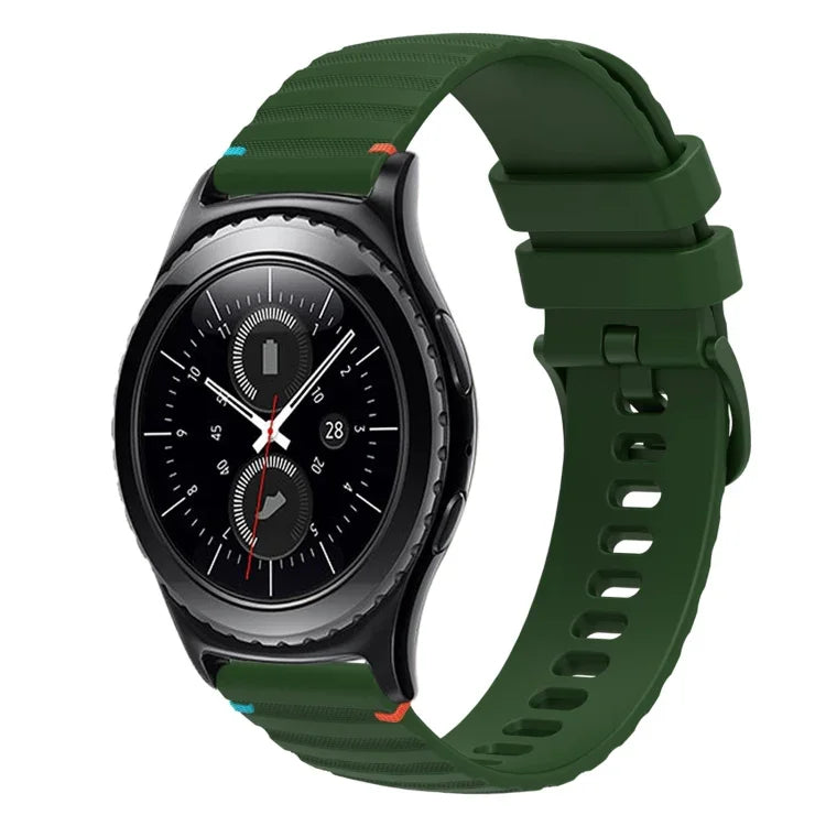 Wavy Dotted Stitched 20mm Silicone Watch Band, For Samsung Galaxy Watch 42mm, For Samsung Gear S2 Classic