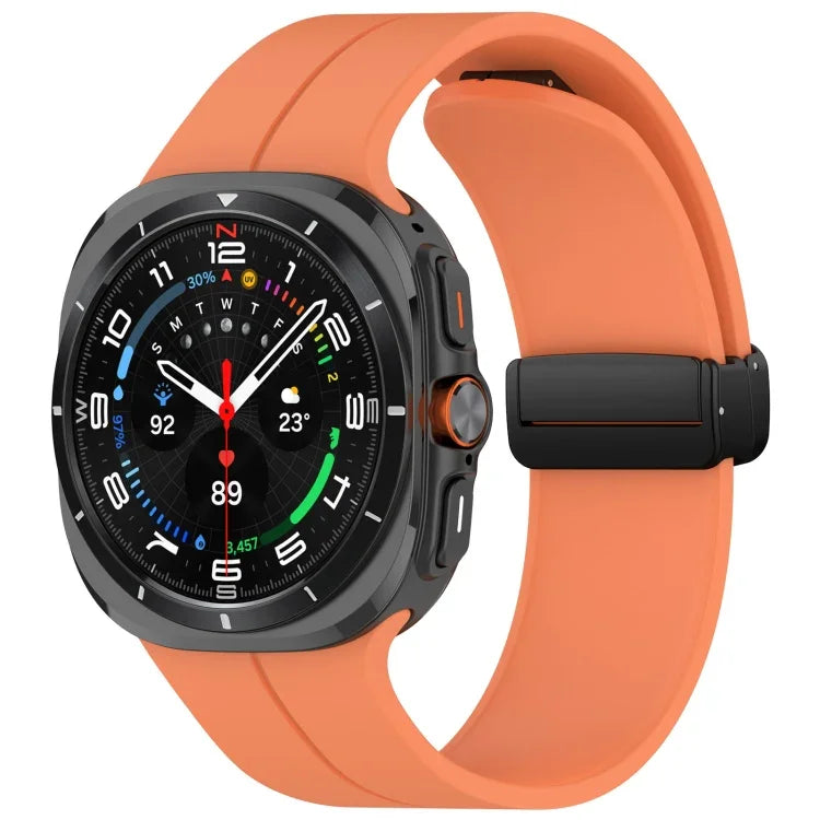 For Samsung Galaxy Watch Ultra 47mm Groove Style Folding Magnetic Buckle Silicone Watch Band