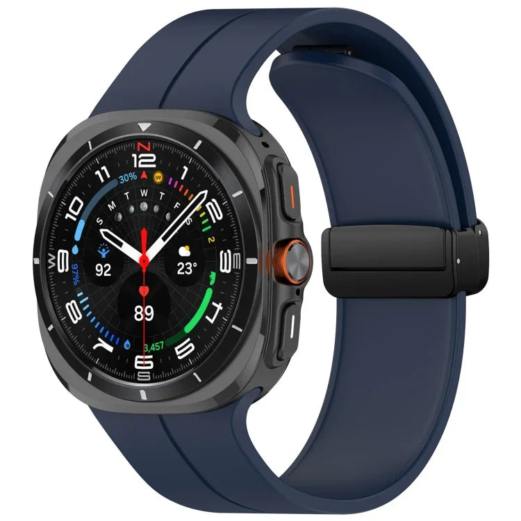 For Samsung Galaxy Watch Ultra 47mm Groove Style Folding Magnetic Buckle Silicone Watch Band