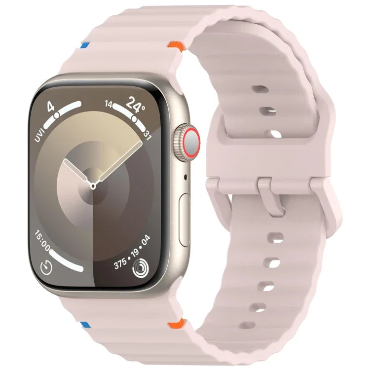 Wavy Grain Stitched Silicone Watch Band, For Apple Watch Series 9 41mm, For Apple Watch Ultra 49mm, For Apple Watch Series 8 41mm, For Apple Watch Series 8 45mm