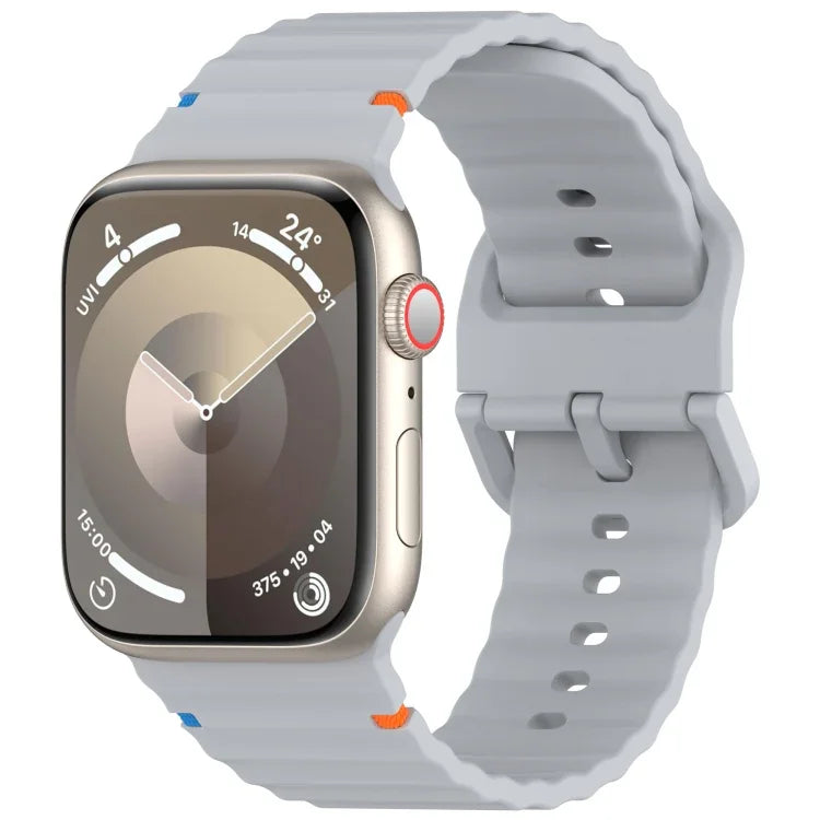 Wavy Grain Stitched Silicone Watch Band, For Apple Watch Series 9 41mm, For Apple Watch Ultra 49mm, For Apple Watch Series 8 41mm, For Apple Watch Series 8 45mm
