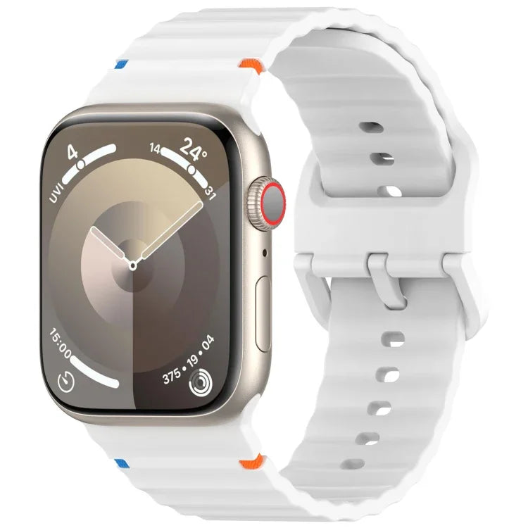 Wavy Grain Stitched Silicone Watch Band, For Apple Watch SE 2022 40mm, For Apple Watch SE 2022 44mm, For Apple Watch Series 7 41mm, For Apple Watch Series 7 45mm