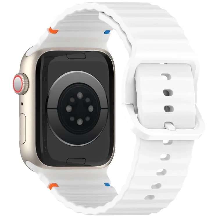 Wavy Grain Stitched Silicone Watch Band, For Apple Watch Series 6 40mm, For Apple Watch Series 6 44mm, For Apple Watch Series 5 44mm, For Apple Watch Series 5 40mm