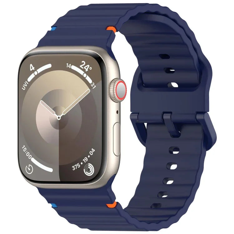 Wavy Grain Stitched Silicone Watch Band, For Apple Watch Series 6 40mm, For Apple Watch Series 6 44mm, For Apple Watch Series 5 44mm, For Apple Watch Series 5 40mm