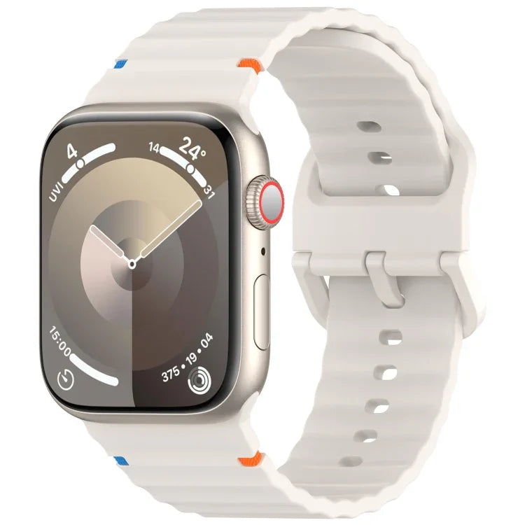 Wavy Grain Stitched Silicone Watch Band, For Apple Watch Series 6 40mm, For Apple Watch Series 6 44mm, For Apple Watch Series 5 44mm, For Apple Watch Series 5 40mm