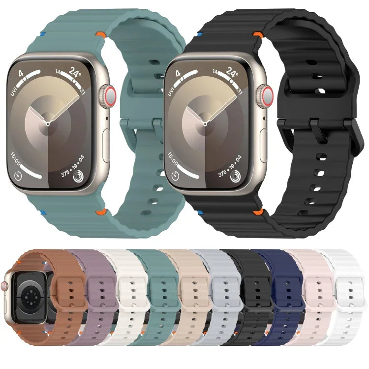 Wavy Grain Stitched Silicone Watch Band, For Apple Watch Series 9 41mm, For Apple Watch Ultra 49mm, For Apple Watch Series 8 41mm, For Apple Watch Series 8 45mm