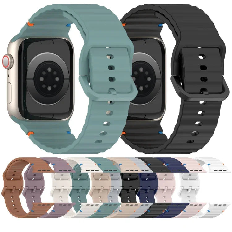 Wavy Grain Stitched Silicone Watch Band, For Apple Watch Series 9 41mm, For Apple Watch Ultra 49mm, For Apple Watch Series 8 41mm, For Apple Watch Series 8 45mm