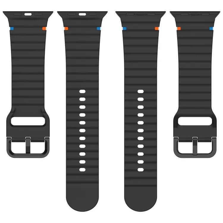 Wavy Grain Stitched Silicone Watch Band, For Apple Watch Series 9 41mm, For Apple Watch Ultra 49mm, For Apple Watch Series 8 41mm, For Apple Watch Series 8 45mm