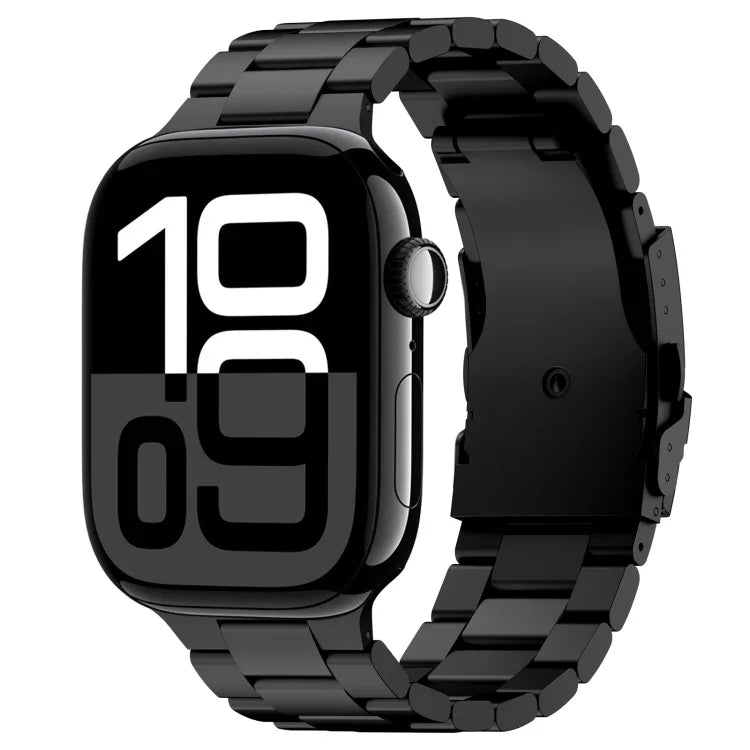Three Beads Titanium Alloy Metal Watch Band, For Apple Watch Series 10 46mm, For Apple Watch Series 10 42mm, For Apple Watch SE 2023 44mm, For Apple Watch SE 2023 40mm, For Apple Watch Ultra 2 49mm, For Apple Watch Series 9 45mm                        ...