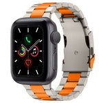 Three Beads Titanium Alloy Metal Watch Band, For Apple Watch Series 7 41mm, For Apple Watch Series 7 45mm, For Apple Watch Series 6 40mm, For Apple Watch Series 6 44mm, For Apple Watch Series 5 44mm, For Apple Watch Series 5 40mm                       ...