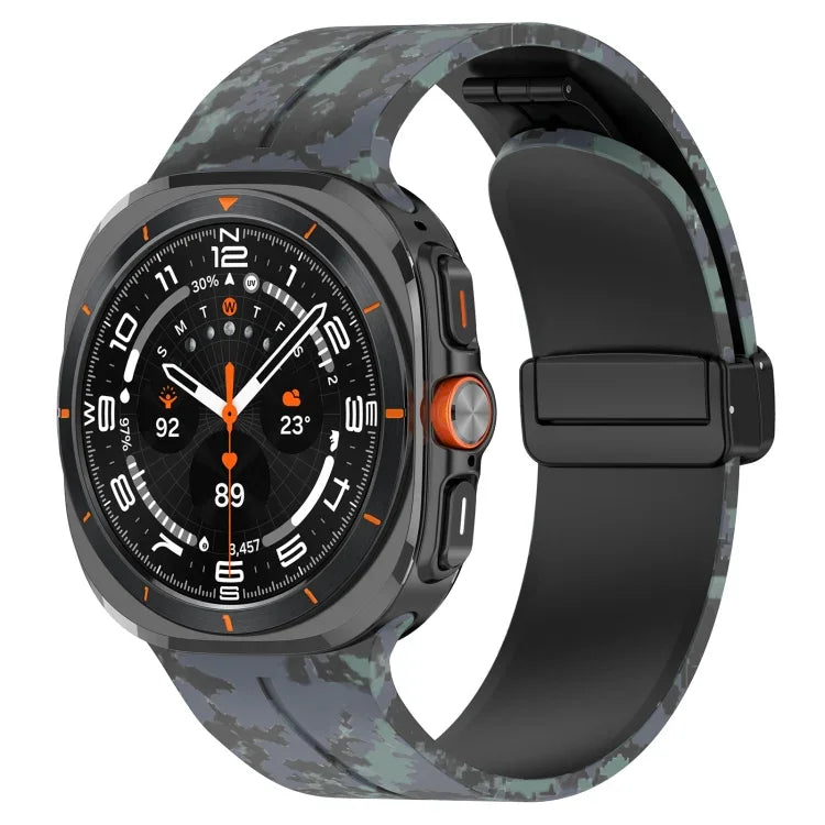 For Samsung Galaxy Watch Ultra 47mm Magnetic Folding Buckle Silicone Watch Band