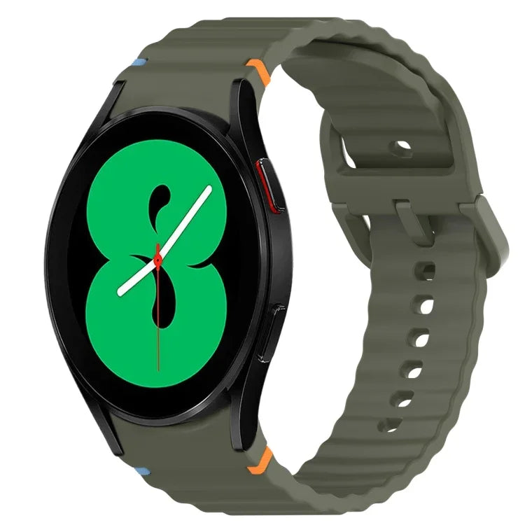 Wavy Grain Stitched Quick Release Silicone Watch Band, For Samsung Galaxy Watch 4 44mm, For Samsung Galaxy Watch 4 40mm, For Samsung  Galaxy Watch 4 Classic 46mm, For Samsung  Galaxy Watch 4 Classic 42mm