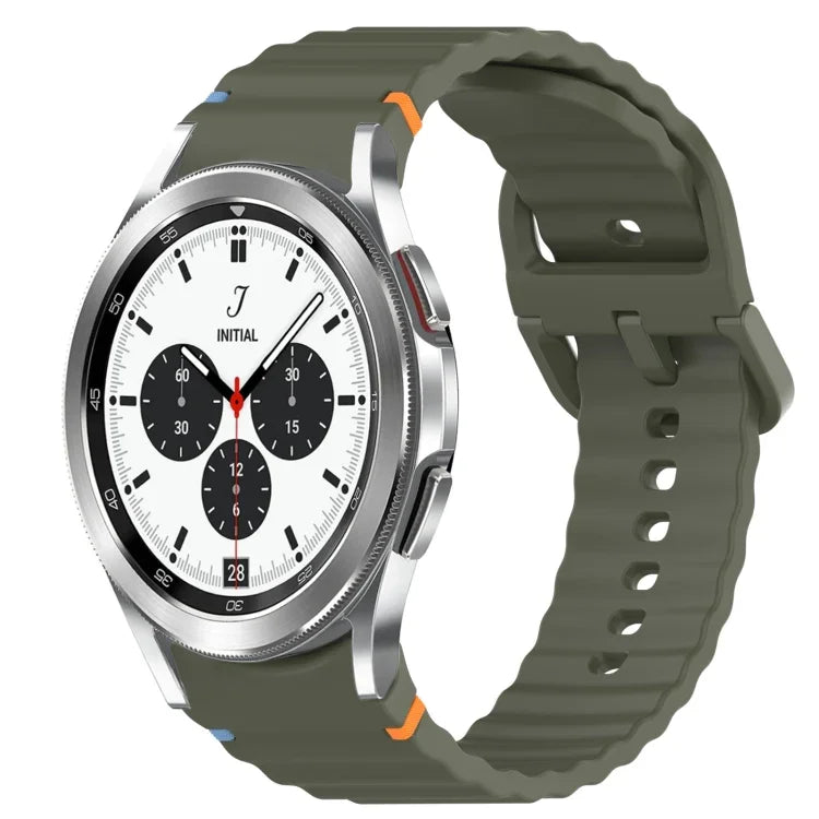 Wavy Grain Stitched Quick Release Silicone Watch Band, For Samsung Galaxy Watch 4 44mm, For Samsung Galaxy Watch 4 40mm, For Samsung  Galaxy Watch 4 Classic 46mm, For Samsung  Galaxy Watch 4 Classic 42mm