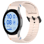 Wavy Grain Stitched Black Buckle Silicone Watch Band, For Samsung Galaxy Watch FE 40mm, For Samsung Galaxy Watch 7 40 / 44mm, For Samsung Galaxy Watch 6 Classic 43 / 47mm, For Samsung Galaxy Watch 6 40 / 44mm