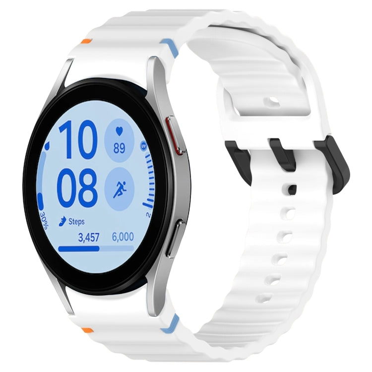 Wavy Grain Stitched Black Buckle Silicone Watch Band, For Samsung Galaxy Watch FE 40mm, For Samsung Galaxy Watch 7 40 / 44mm, For Samsung Galaxy Watch 6 Classic 43 / 47mm, For Samsung Galaxy Watch 6 40 / 44mm