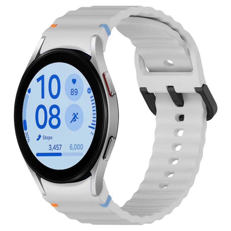Wavy Grain Stitched Black Buckle Silicone Watch Band, For Samsung Galaxy Watch FE 40mm, For Samsung Galaxy Watch 7 40 / 44mm, For Samsung Galaxy Watch 6 Classic 43 / 47mm, For Samsung Galaxy Watch 6 40 / 44mm