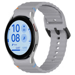 Wavy Grain Stitched Black Buckle Silicone Watch Band, For Samsung Galaxy Watch FE 40mm, For Samsung Galaxy Watch 7 40 / 44mm, For Samsung Galaxy Watch 6 Classic 43 / 47mm, For Samsung Galaxy Watch 6 40 / 44mm