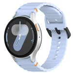 Wavy Grain Stitched Black Buckle Silicone Watch Band, For Samsung Galaxy Watch FE 40mm, For Samsung Galaxy Watch 7 40 / 44mm, For Samsung Galaxy Watch 6 Classic 43 / 47mm, For Samsung Galaxy Watch 6 40 / 44mm