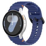 Wavy Grain Stitched Black Buckle Silicone Watch Band, For Samsung Galaxy Watch FE 40mm, For Samsung Galaxy Watch 7 40 / 44mm, For Samsung Galaxy Watch 6 Classic 43 / 47mm, For Samsung Galaxy Watch 6 40 / 44mm