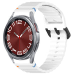 Wavy Grain Stitched Black Buckle Silicone Watch Band, For Samsung Galaxy Watch FE 40mm, For Samsung Galaxy Watch 7 40 / 44mm, For Samsung Galaxy Watch 6 Classic 43 / 47mm, For Samsung Galaxy Watch 6 40 / 44mm