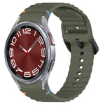 Wavy Grain Stitched Black Buckle Silicone Watch Band, For Samsung Galaxy Watch FE 40mm, For Samsung Galaxy Watch 7 40 / 44mm, For Samsung Galaxy Watch 6 Classic 43 / 47mm, For Samsung Galaxy Watch 6 40 / 44mm