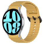 Wavy Grain Stitched Black Buckle Silicone Watch Band, For Samsung Galaxy Watch FE 40mm, For Samsung Galaxy Watch 7 40 / 44mm, For Samsung Galaxy Watch 6 Classic 43 / 47mm, For Samsung Galaxy Watch 6 40 / 44mm