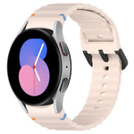 Wavy Grain Stitched Black Buckle Silicone Watch Band, For Samsung Galaxy Watch 5 40 / 44mm, For Samsung Galaxy Watch 5 Pro, For Samsung Galaxy Watch 4 40 / 44mm, For Samsung Galaxy Watch 4 Classic 42 / 46mm