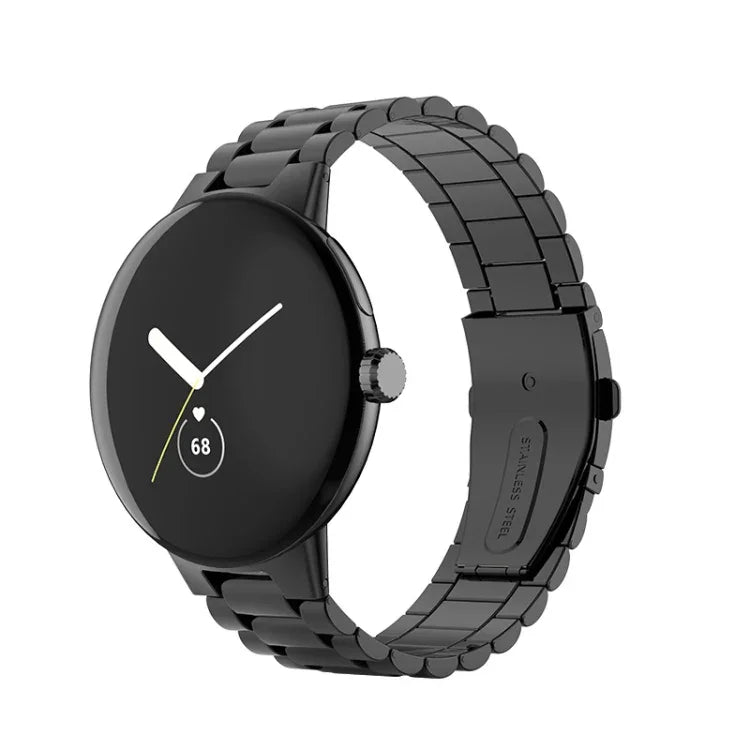 Three Beads Stainless Steel Folding Buckle Integrated Watch Band, For Google Pixel Watch 4 / Watch 3 45mm
