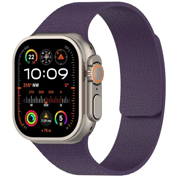 Litchi Texture Magnetic Silicone Watch Band, For Apple Watch 46mm / 49mm / 45mm / 44mm, For Apple Watch 42mm / 41mm / 40mm / 38mm