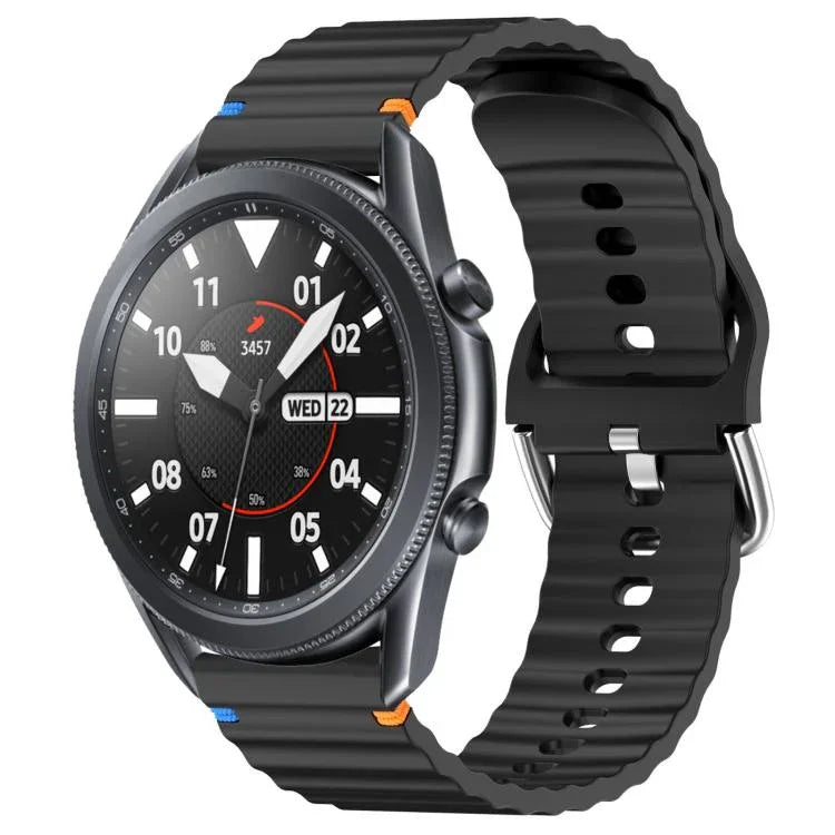 Wavy Grain Stitched 22mm Silicone Watch Band, For Samsung Galaxy Watch 3 45mm