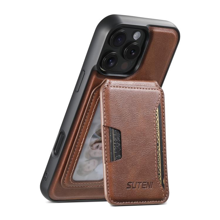 Suteni M3 Card Bag MagSafe Cowhide Texture Leather Phone Case, For iPhone 14, For iPhone 14 Pro, For iPhone 14 Pro Max, For iPhone 13 Pro Max, For iPhone 13 Pro, For iPhone 13, For iPhone 12, For iPhone 12 Pro Max, For iPhone 12 Pro