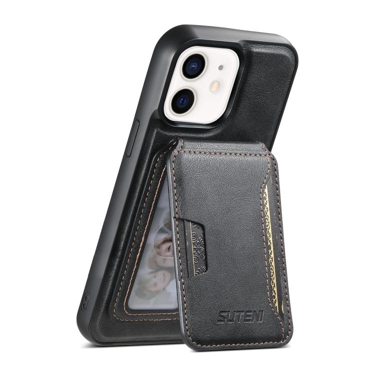 Suteni M3 Card Bag MagSafe Cowhide Texture Leather Phone Case, For iPhone 14, For iPhone 14 Pro, For iPhone 14 Pro Max, For iPhone 13 Pro Max, For iPhone 13 Pro, For iPhone 13, For iPhone 12, For iPhone 12 Pro Max, For iPhone 12 Pro