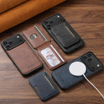 Suteni M3 Card Bag MagSafe Cowhide Texture Leather Phone Case, For iPhone 14, For iPhone 14 Pro, For iPhone 14 Pro Max, For iPhone 13 Pro Max, For iPhone 13 Pro, For iPhone 13, For iPhone 12, For iPhone 12 Pro Max, For iPhone 12 Pro