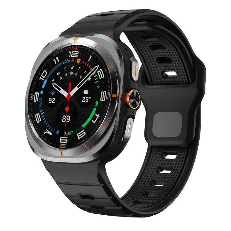 Horizontal Stripes Reverse Buckle Silicone Watch Band, For Samsung Galaxy Watch Ultra 47mm / Ultra 2025