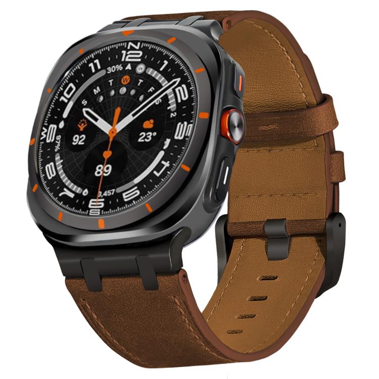 Crazy Horse Leather Watch Band, For Samsung Galaxy Watch Ultra 47mm / Ultra 2025