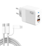 PD41 GaN PD 45W + USB Charger with USB-C to USB-C / 8 Pin Data Cable for iPhone, EU Plug, EU Plug