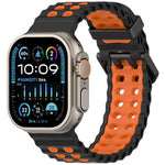 Ocean Double-row Hole Two-color Silicone Watch Band, For Apple Watch 46mm / 49mm / 45mm / 44mm