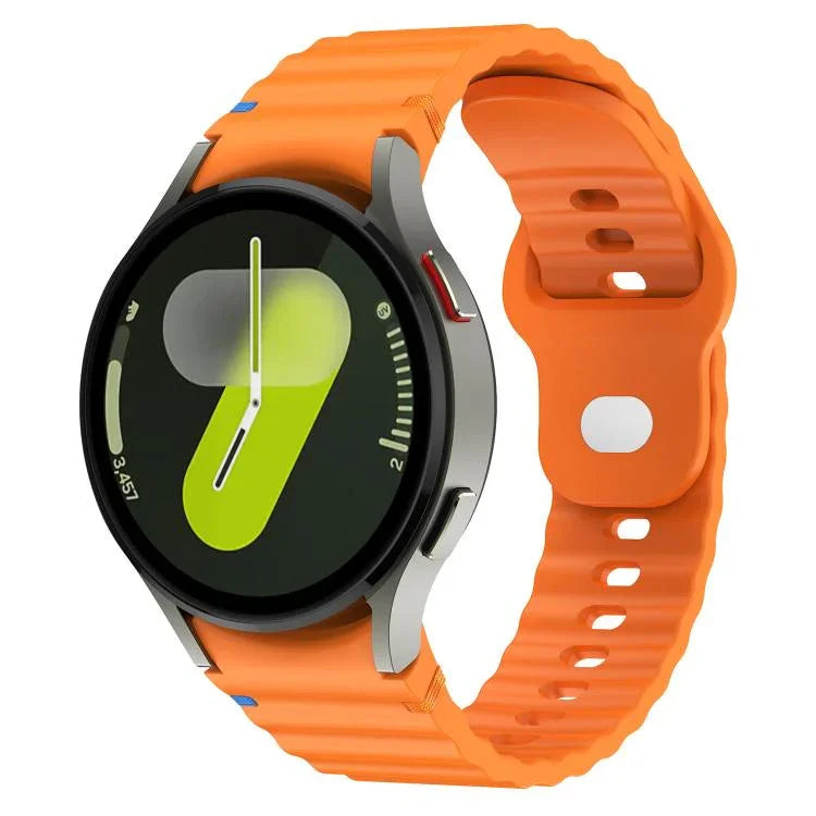 Wavy Grain Stitched Reverse Buckle 20mm Silicone Watch Band, For Samsung Galaxy Watch 7 40mm / 44mm