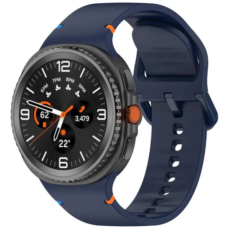 For Samsung Galaxy Watch8 / Watch8 Classic Stitched Solid Color Silicone Watch Band, S, M